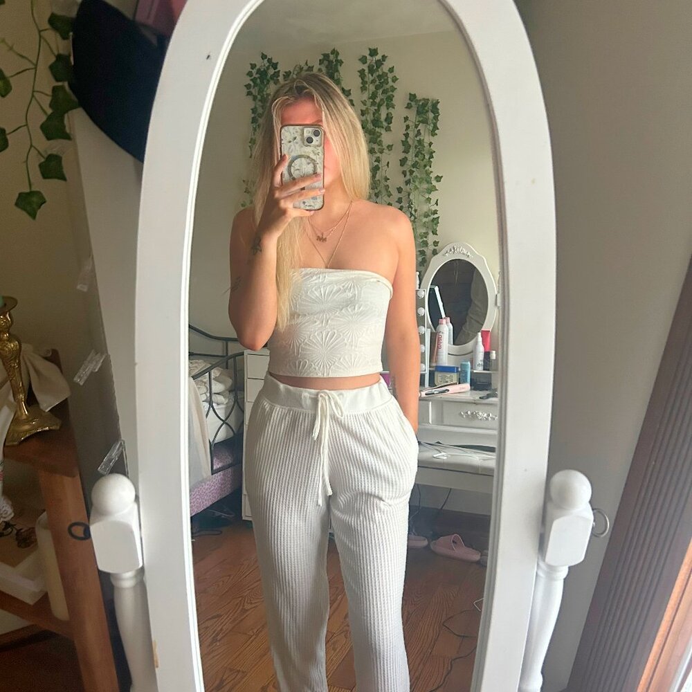 White Knit Comfy Joggers